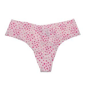 Victoria's Secret No Show Seamless Thong Pink Hearts Print Size Medium